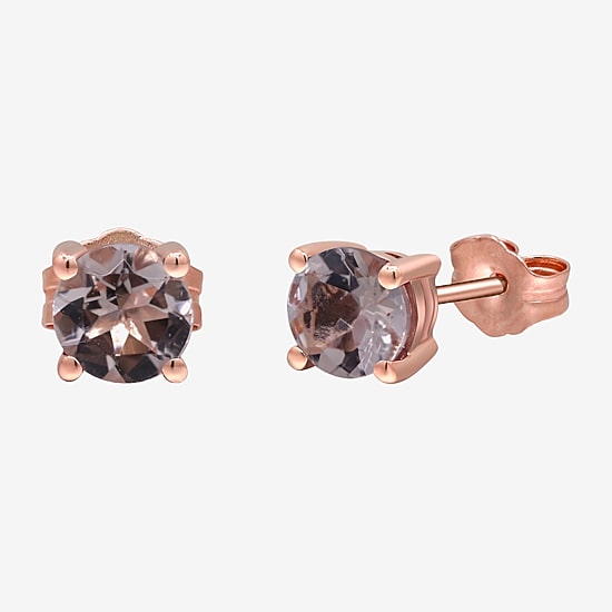 Limited Quantities! Genuine Pink Morganite 10K Rose Gold 5mm Round Stud Earrings