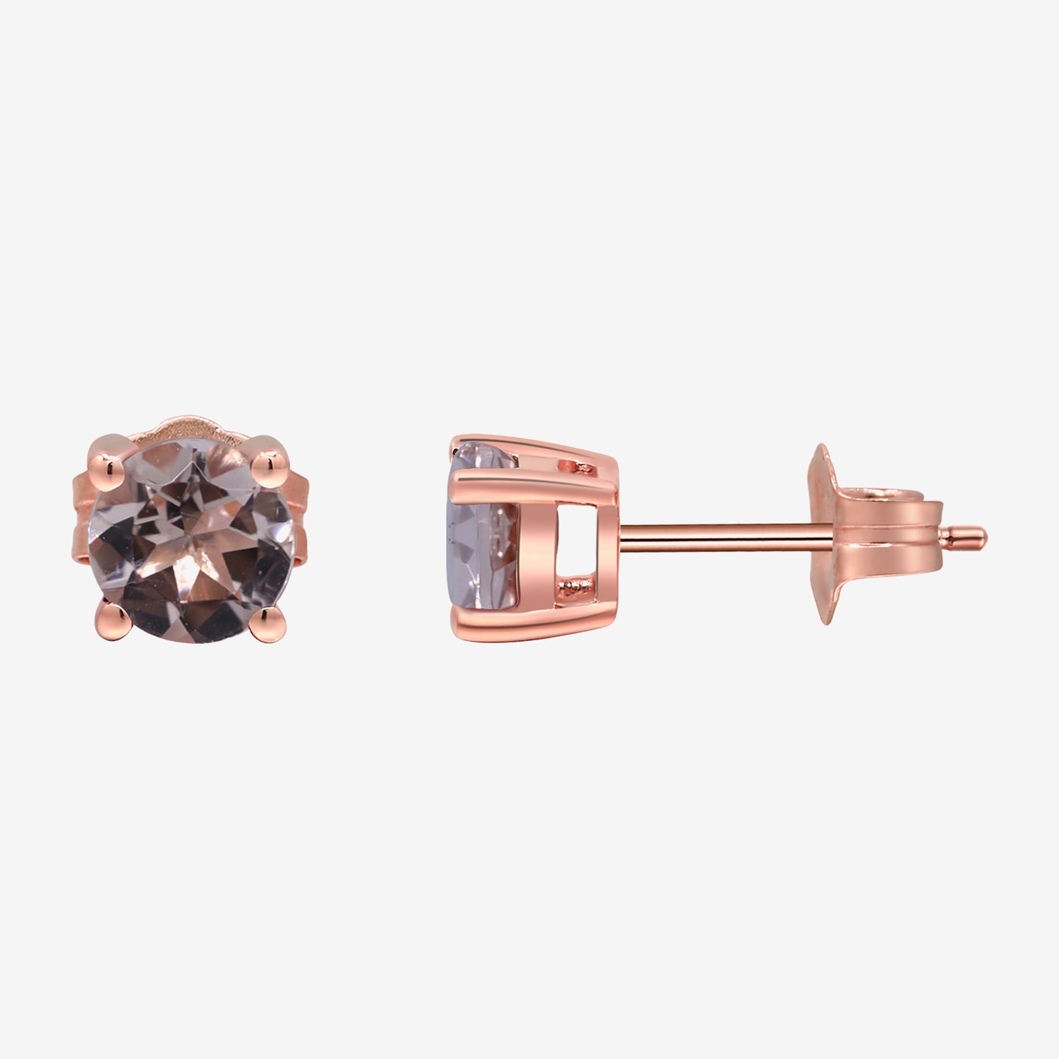 Limited Quantities! Genuine Pink Morganite 14K Gold 5mm Round Stud Earrings