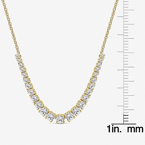 (H / Si2) Womens White Diamond 10K Gold 16 Inch Tennis Necklace