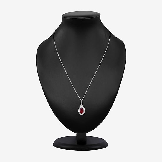 Limited Quantities! Womens 1/8 CT. T.W. Lead Glass-Filled Red Ruby 10K Gold Oval 18 Inch Pendant Necklace
