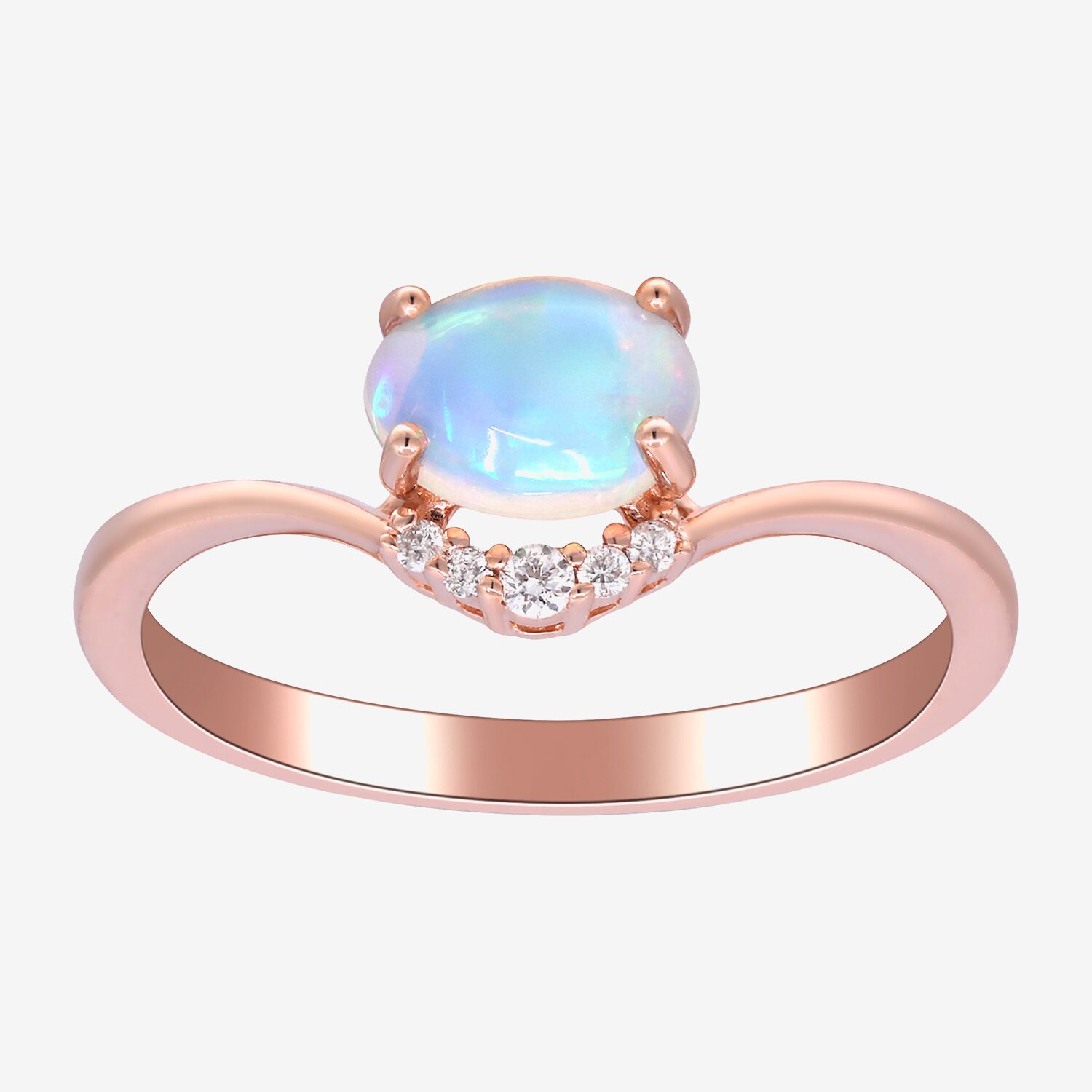 Limited Quantities! Womens Diamond Accent Genuine White Opal 10K Gold Oval Cocktail Ring