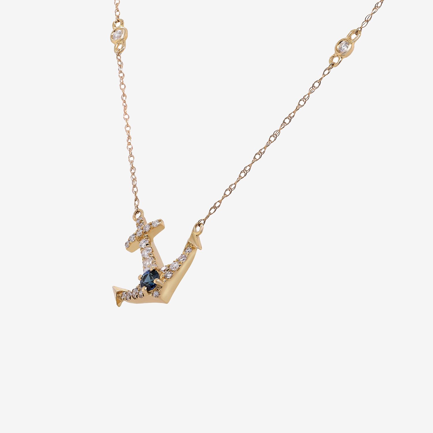 Limited Quantities! Womens 1/4 CT. T.W. Genuine Blue Sapphire 10K Gold Anchor 18 Inch Pendant Necklace
