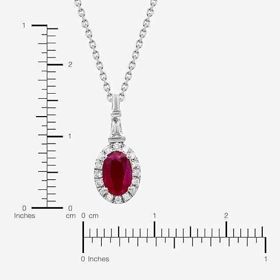 Limited Quantities! Womens 1/8 CT. T.W. Lead Glass-Filled Red Ruby 10K Gold Oval 18 Inch Pendant Necklace