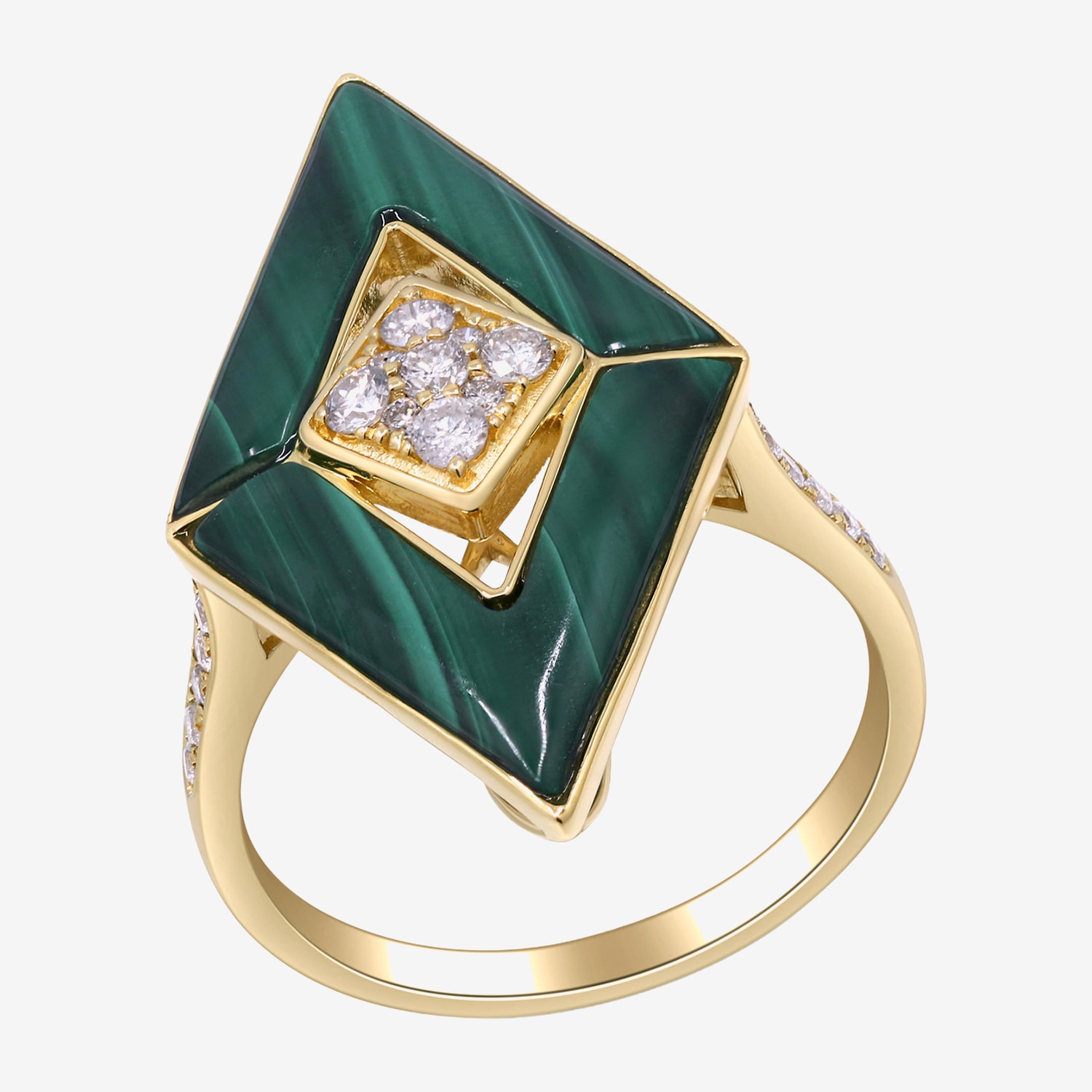 Limited Quantities! Womens 1/3 CT. T.W. Genuine Green Malachite 14K Gold Diamond Cocktail Ring