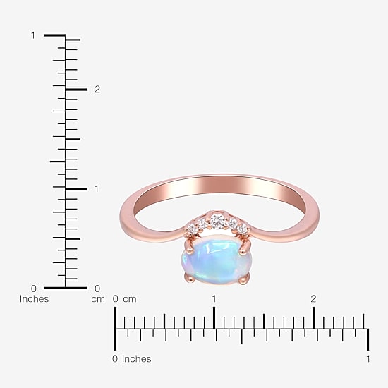 Limited Quantities! Womens Diamond Accent Genuine White Opal 10K Gold Oval Cocktail Ring