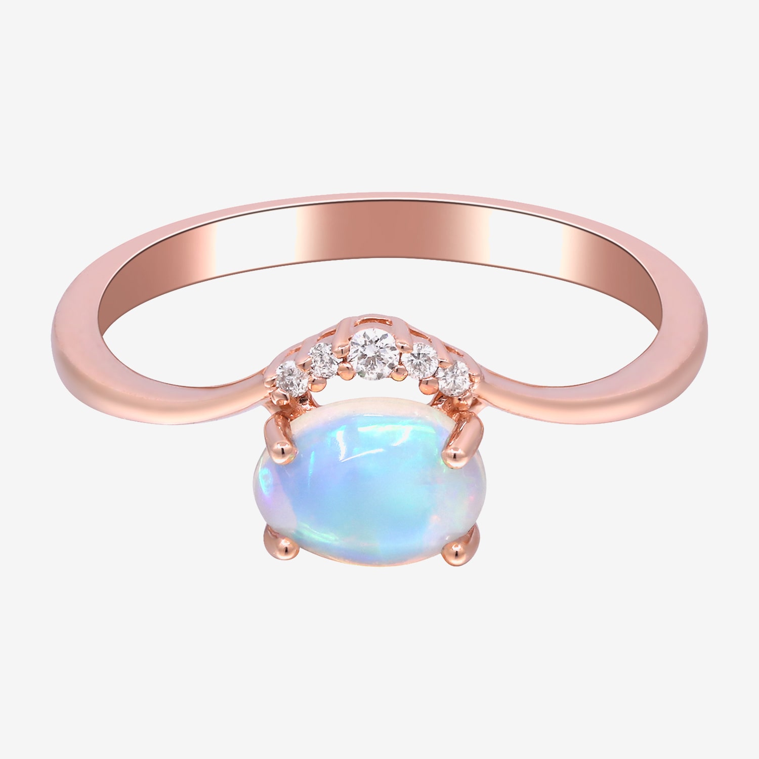 Limited Quantities! Womens Diamond Accent Genuine White Opal 10K Gold Oval Cocktail Ring