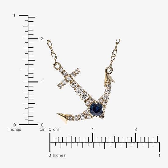 Limited Quantities! Womens 1/4 CT. T.W. Genuine Blue Sapphire 10K Gold Anchor 18 Inch Pendant Necklace