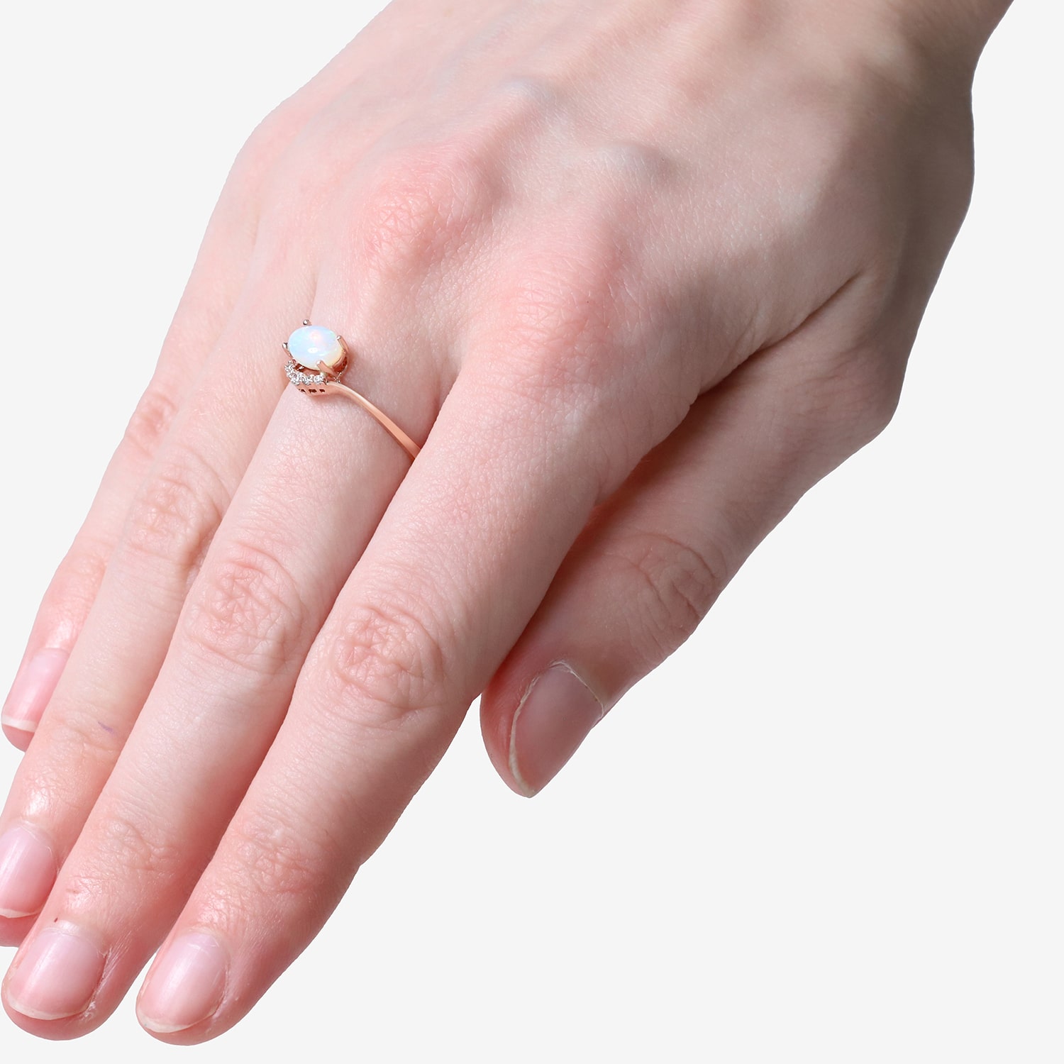 Limited Quantities! Womens Diamond Accent Genuine White Opal 10K Gold Oval Cocktail Ring