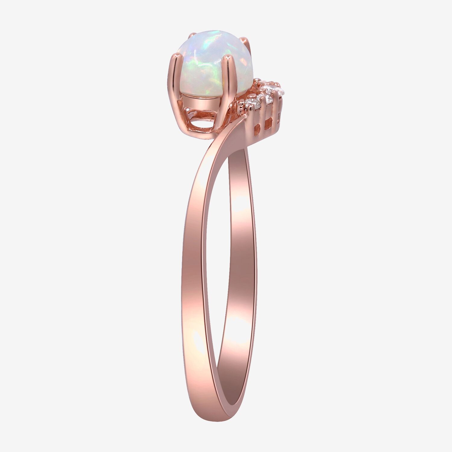 Limited Quantities! Womens Diamond Accent Genuine White Opal 10K Gold Oval Cocktail Ring