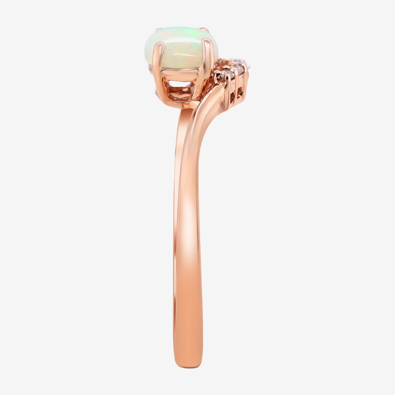 Limited Quantities! Womens Diamond Accent Genuine White Opal 10K Gold Oval Cocktail Ring