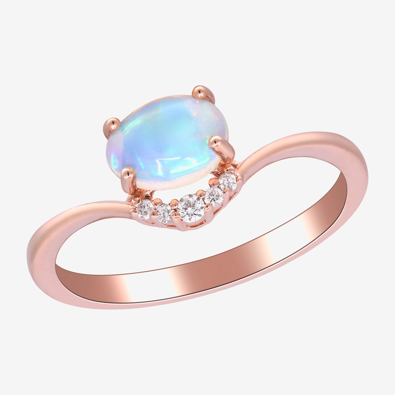 Limited Quantities! Womens Diamond Accent Genuine White Opal 10K Gold Oval Cocktail Ring