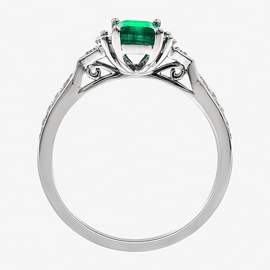 Limited Quantities! Womens 1/3 CT. T.W. Genuine Green Emerald 10K Gold Side Stone Cocktail Ring