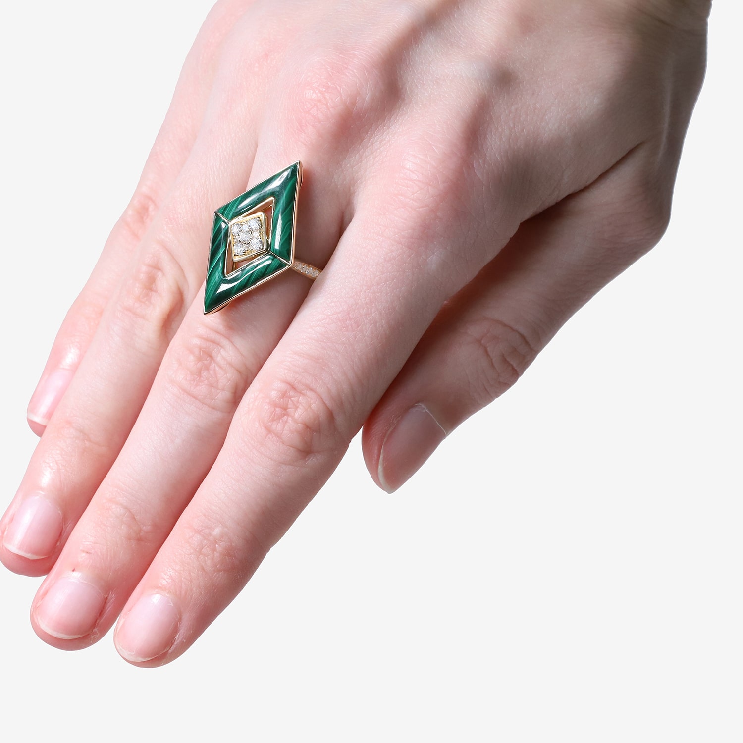 Limited Quantities! Womens 1/3 CT. T.W. Genuine Green Malachite 14K Gold Diamond Cocktail Ring