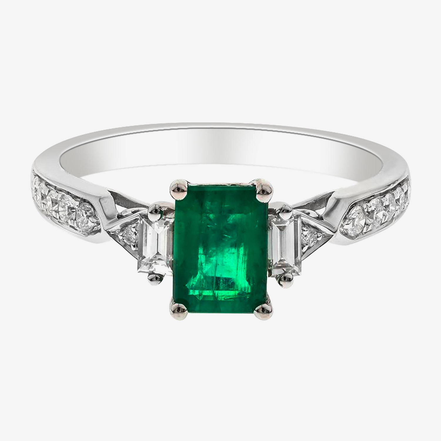 Limited Quantities! Womens 1/3 CT. T.W. Genuine Green Emerald 10K Gold Side Stone Cocktail Ring
