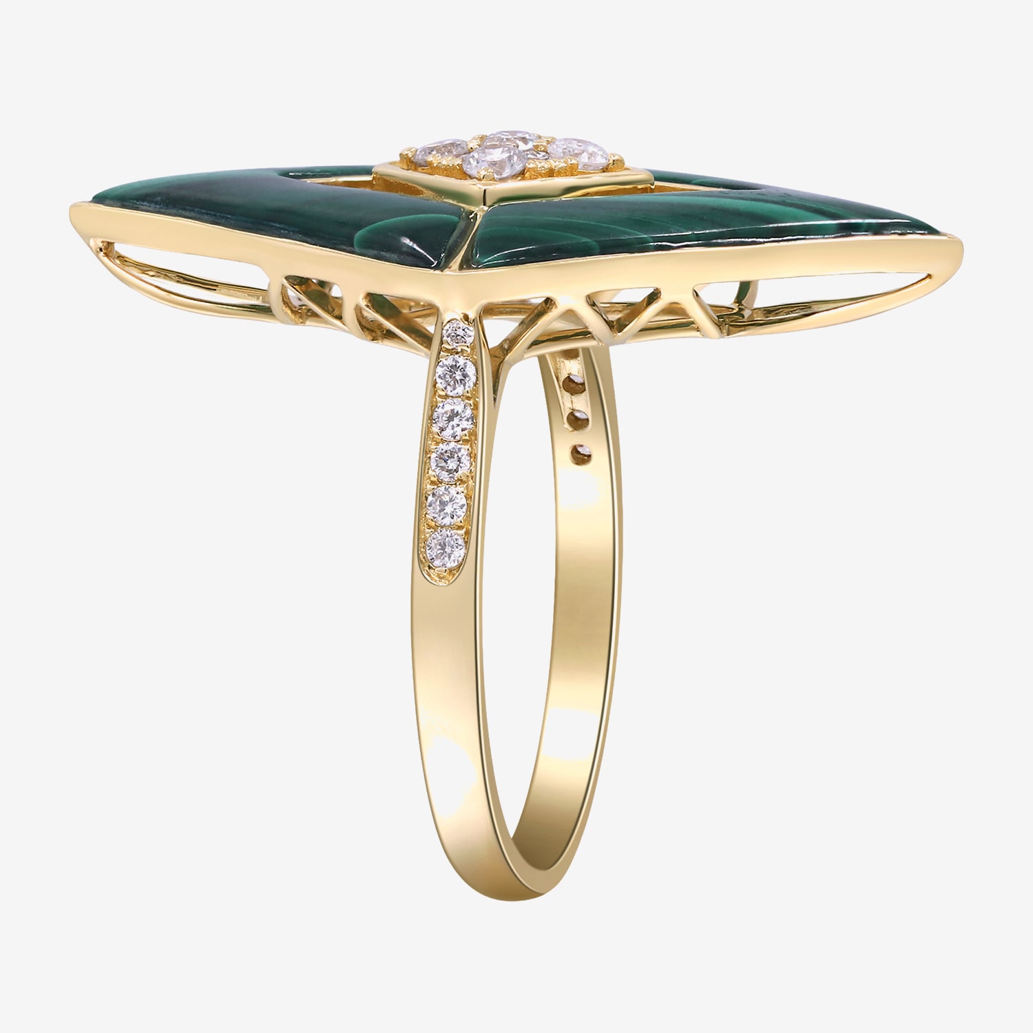Limited Quantities! Womens 1/3 CT. T.W. Genuine Green Malachite 14K Gold Diamond Cocktail Ring