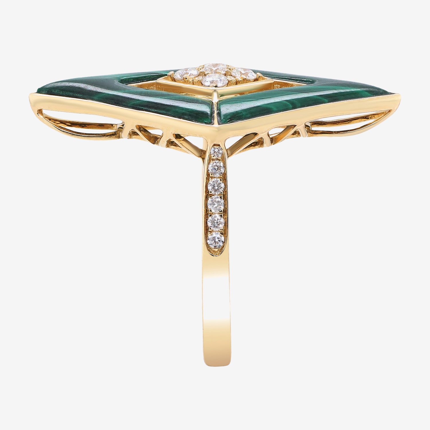 Limited Quantities! Womens 1/3 CT. T.W. Genuine Green Malachite 14K Gold Diamond Cocktail Ring