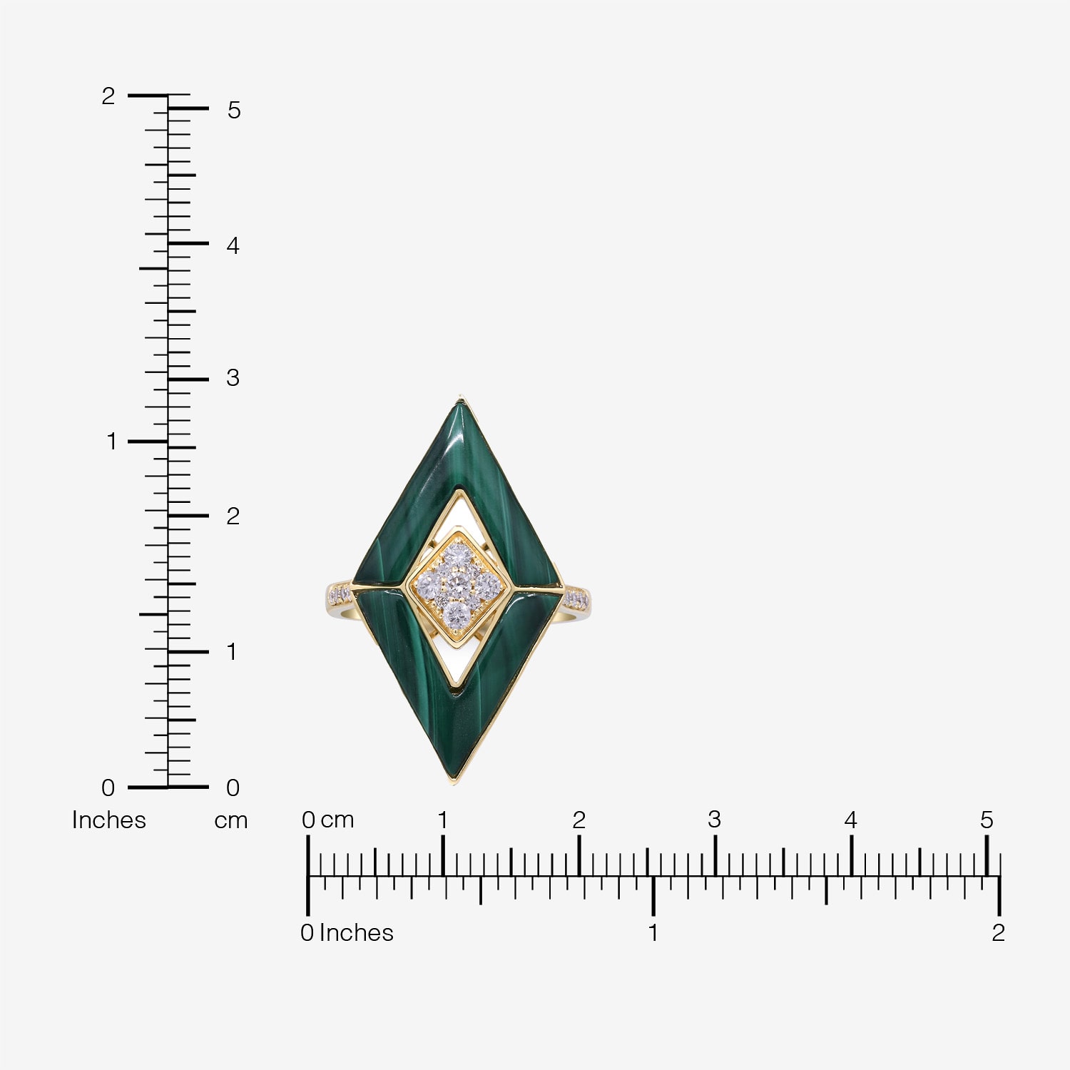 Limited Quantities! Womens 1/3 CT. T.W. Genuine Green Malachite 14K Gold Diamond Cocktail Ring
