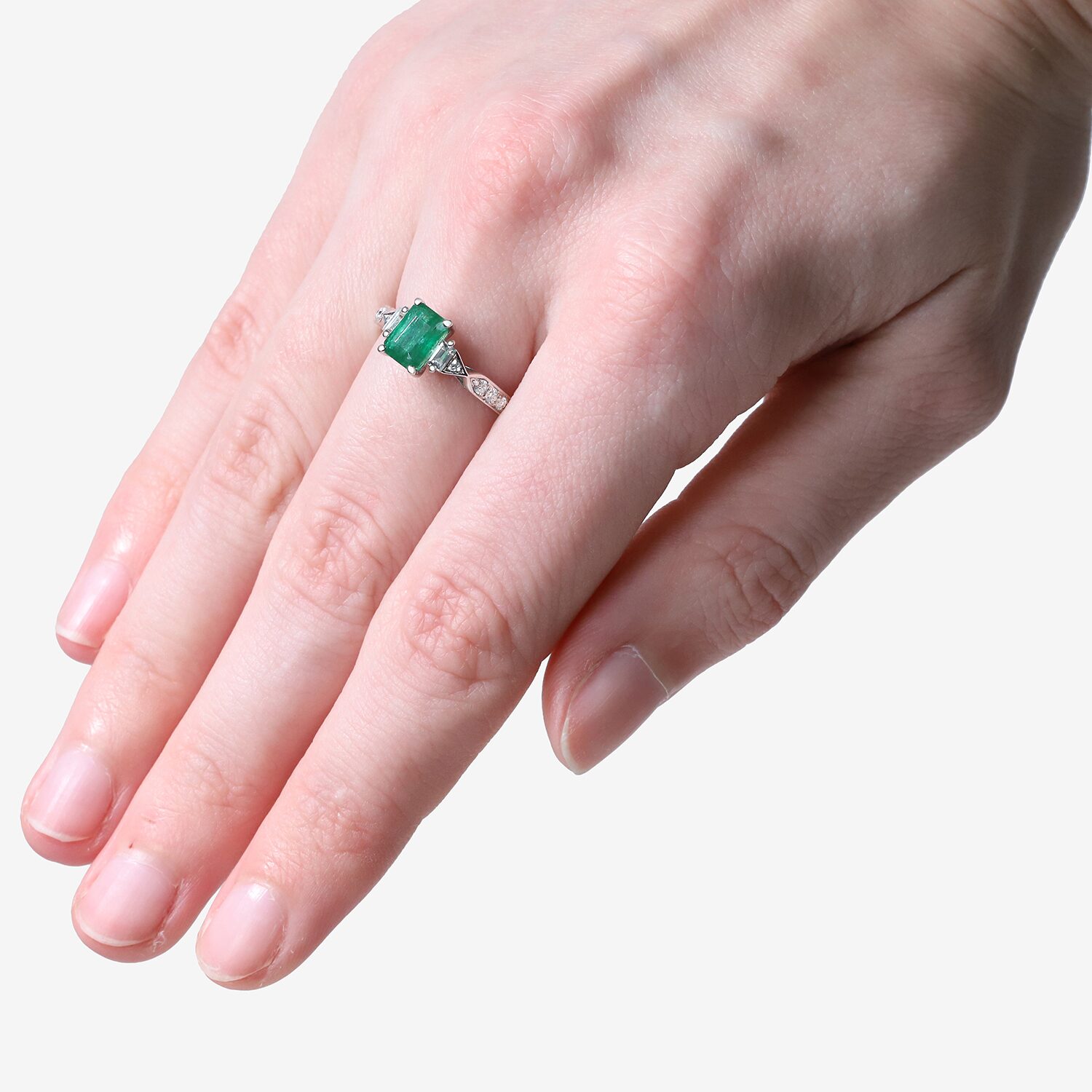 Limited Quantities! Womens 1/3 CT. T.W. Genuine Green Emerald 10K Gold Side Stone Cocktail Ring