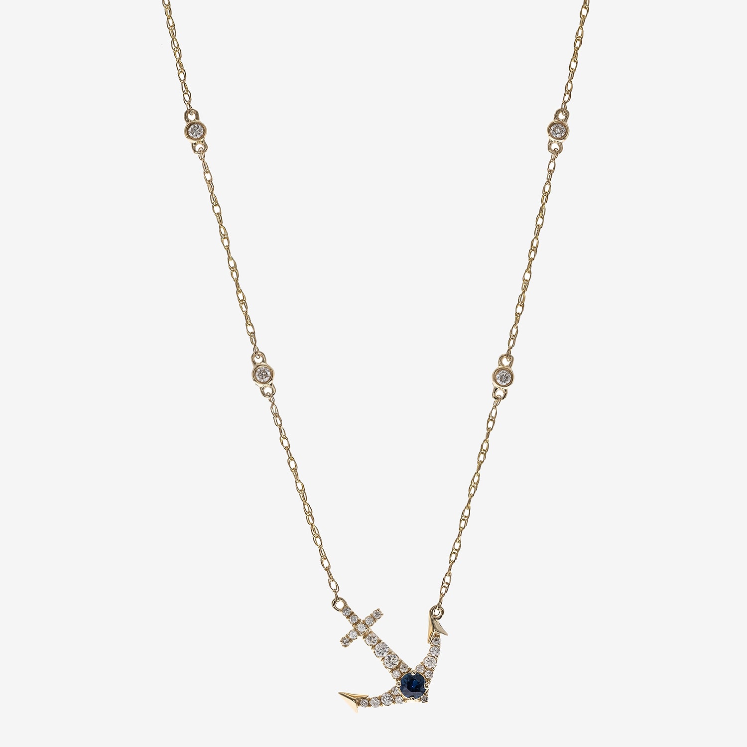 Limited Quantities! Womens 1/4 CT. T.W. Genuine Blue Sapphire 10K Gold Anchor 18 Inch Pendant Necklace