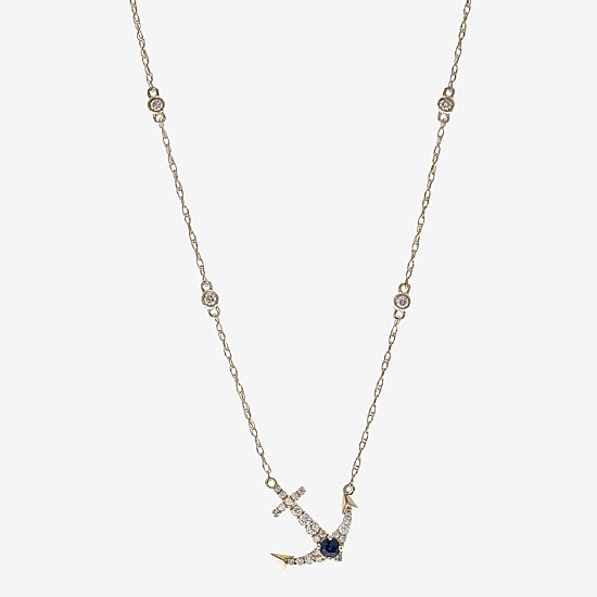 Limited Quantities! Womens 1/4 CT. T.W. Genuine Blue Sapphire 10K Gold Anchor 18 Inch Pendant Necklace