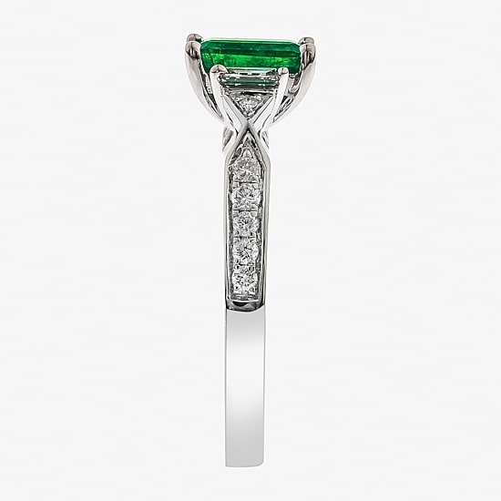 Limited Quantities! Womens 1/3 CT. T.W. Genuine Green Emerald 10K Gold Side Stone Cocktail Ring