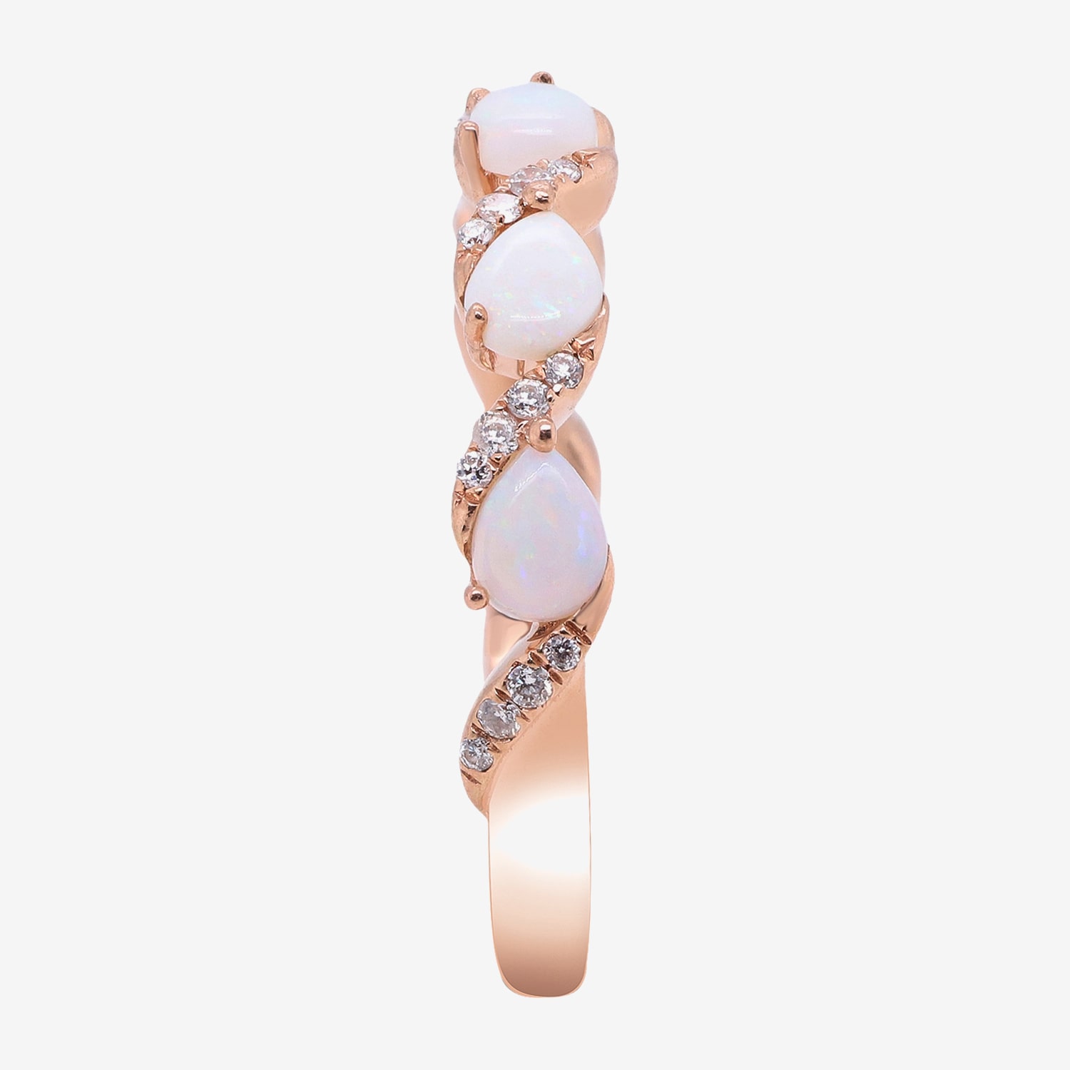 Limited Quantities! Womens 2MM 1/10 CT. T.W. Genuine White Opal 10K Rose Gold Band