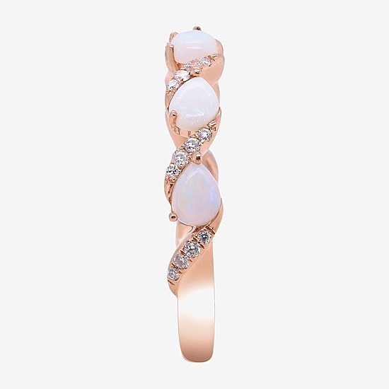 Limited Quantities! Womens 2MM 1/10 CT. T.W. Genuine White Opal 10K Rose Gold Band