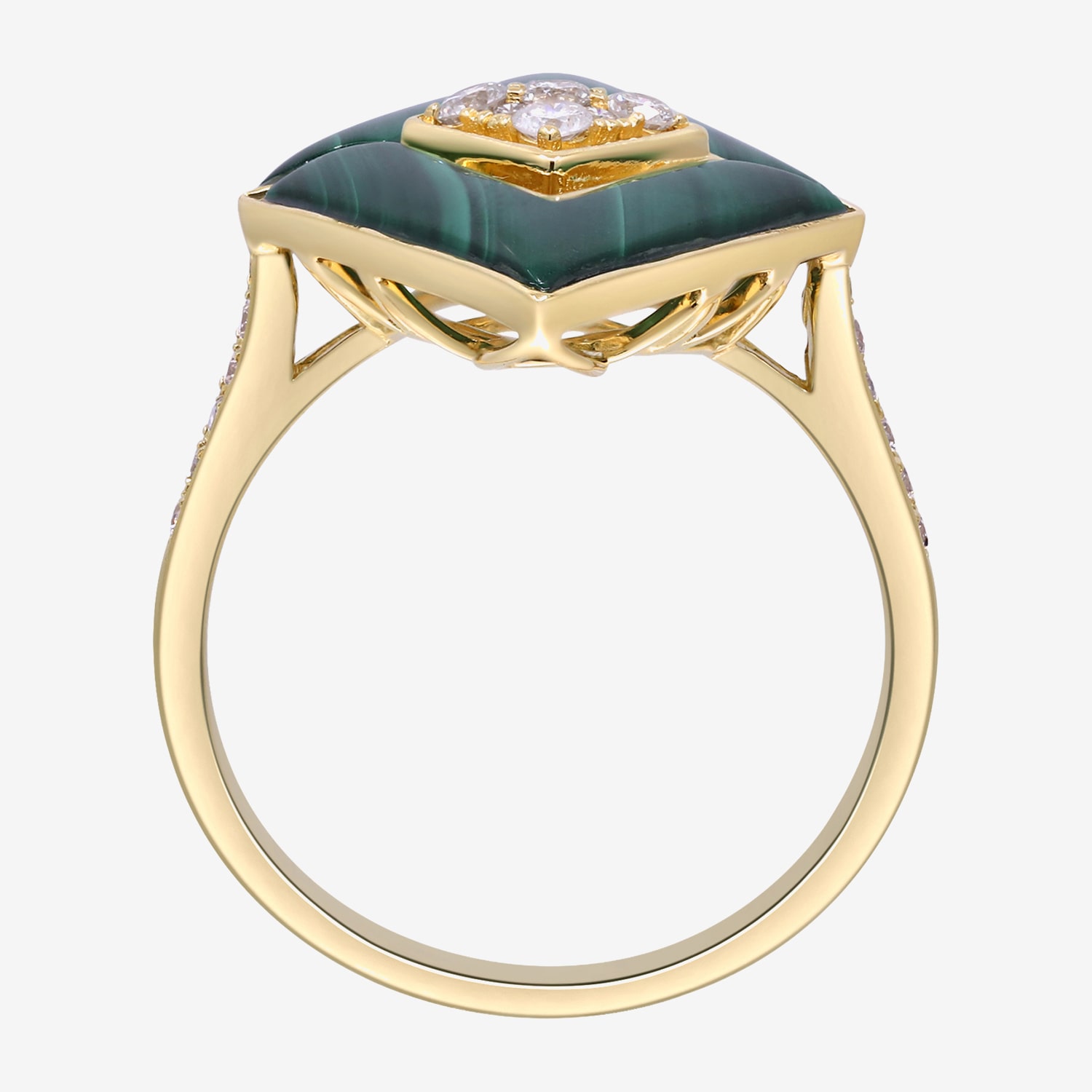 Limited Quantities! Womens 1/3 CT. T.W. Genuine Green Malachite 14K Gold Diamond Cocktail Ring