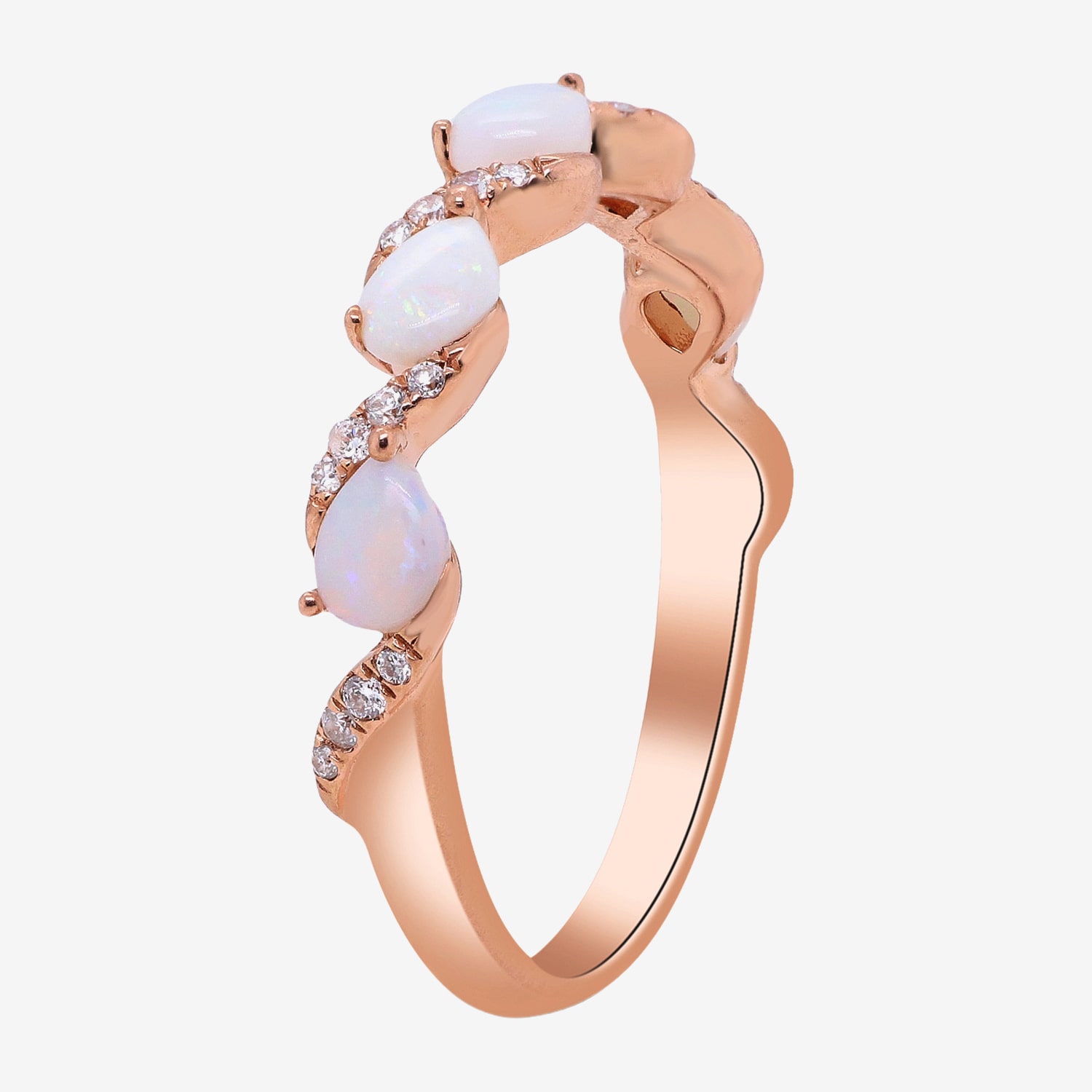 Limited Quantities! Womens 2MM 1/10 CT. T.W. Genuine White Opal 10K Rose Gold Band