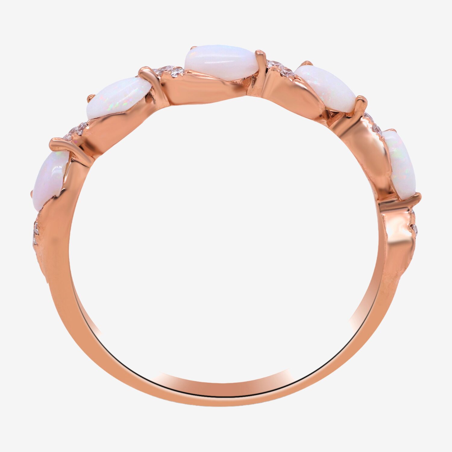 Limited Quantities! Womens 2MM 1/10 CT. T.W. Genuine White Opal 10K Rose Gold Band