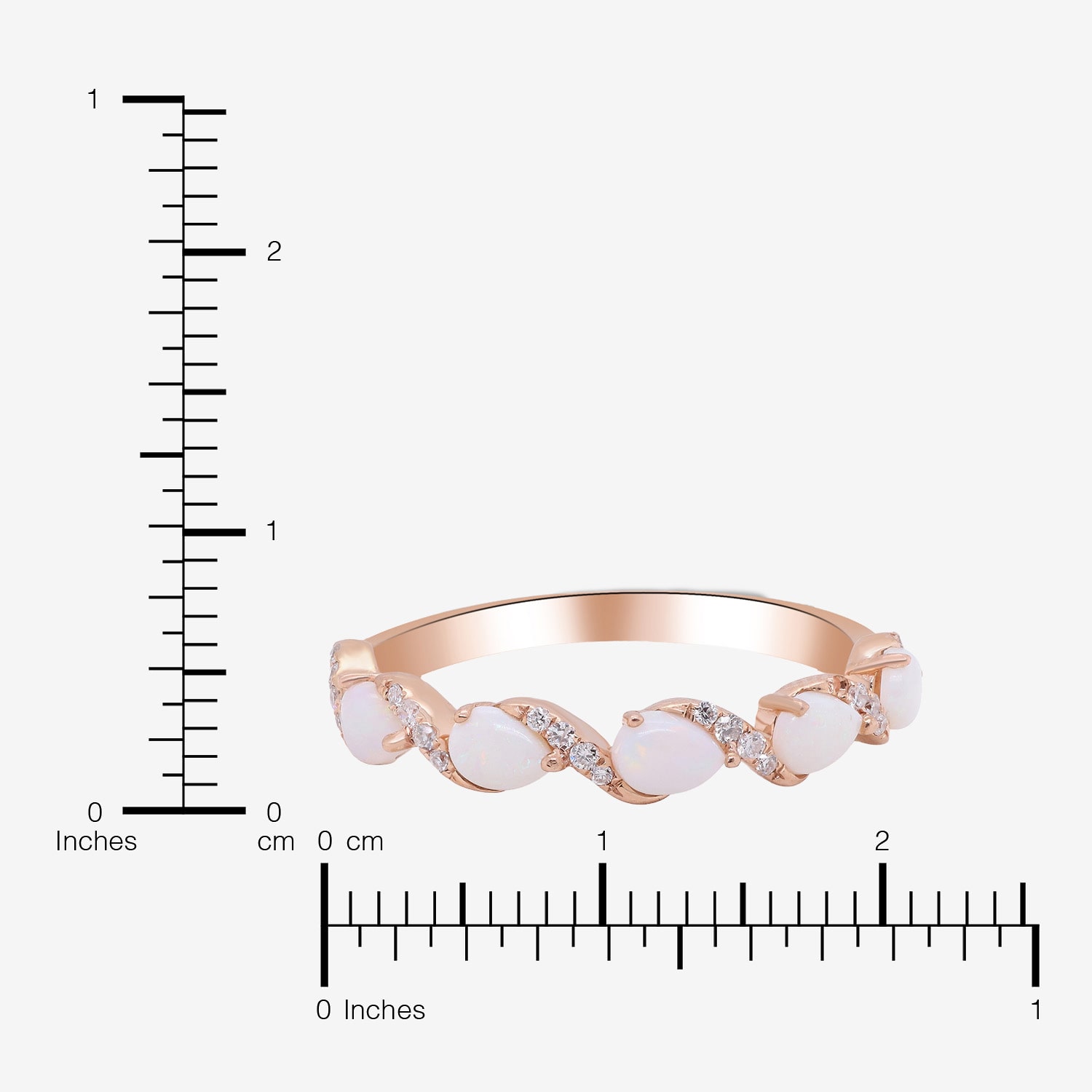 Limited Quantities! Womens 2MM 1/10 CT. T.W. Genuine White Opal 10K Rose Gold Band