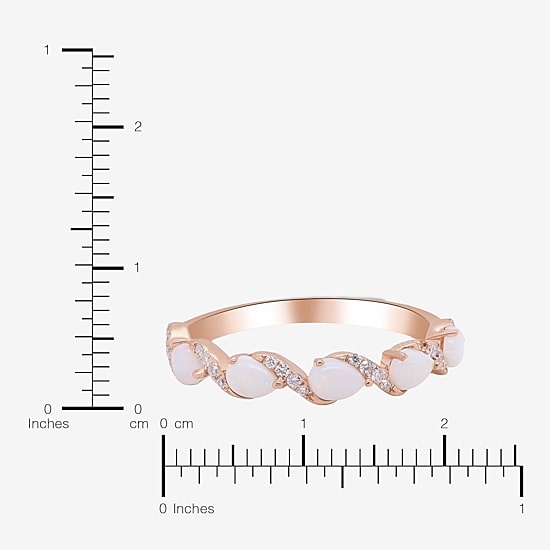 Limited Quantities! Womens 2MM 1/10 CT. T.W. Genuine White Opal 10K Rose Gold Band