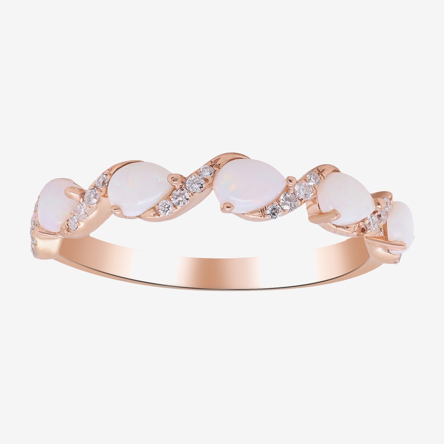 Limited Quantities! Womens 2MM 1/10 CT. T.W. Genuine White Opal 10K Rose Gold Band