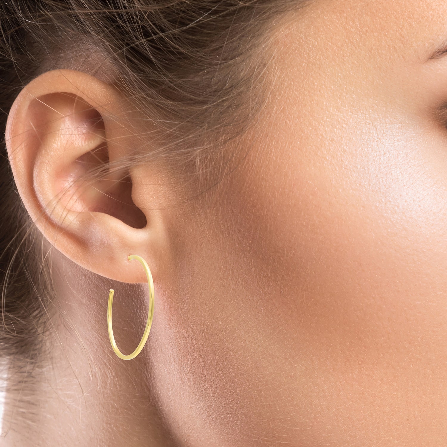 Bonded Brilliance Womens 14K Gold Over Silver 38mm Hoop Earrings
