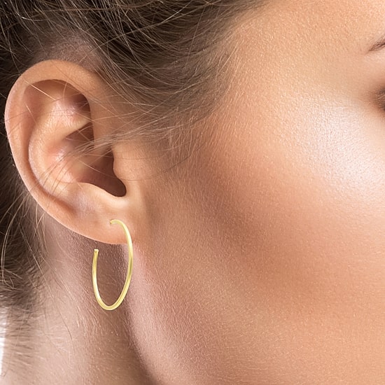 Bonded Brilliance Womens 14K Gold Bonded With Sterling Silver 38mm Hoop Earrings