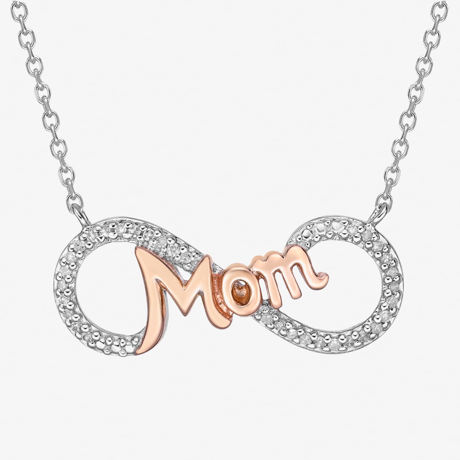 Limited Quantities! Womens 1/10 CT. T.W. Natural White Diamond 14K Rose Gold Over Silver Sterling Silver Infinity 20 Inch Pendant Necklace