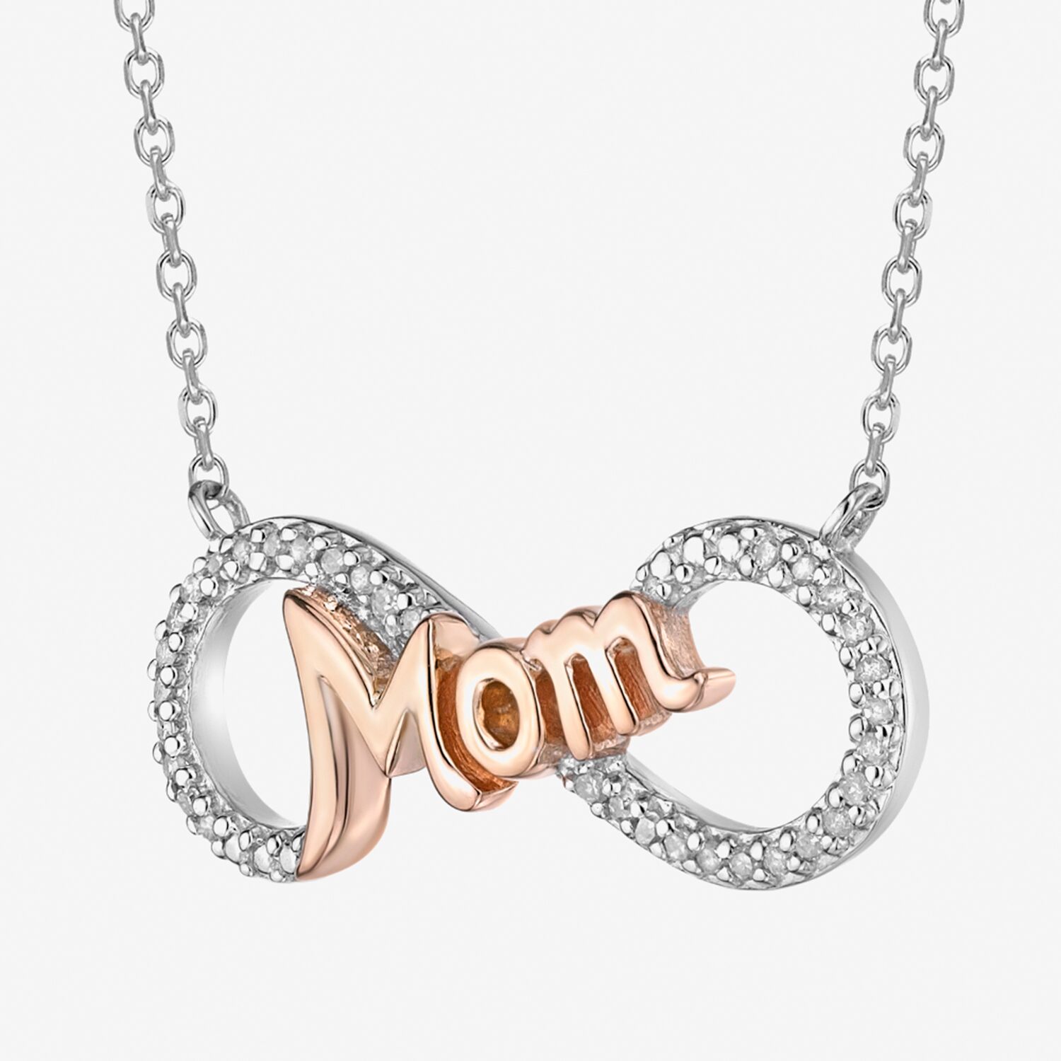 Limited Quantities! Womens 1/10 CT. T.W. Natural White Diamond 14K Rose Gold Over Silver Sterling Silver Infinity 20 Inch Pendant Necklace