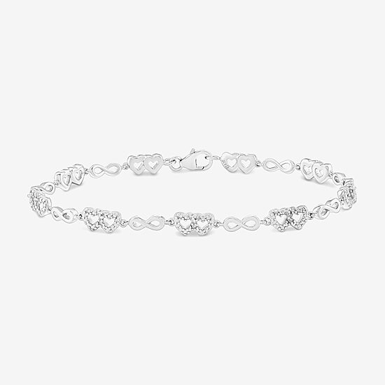 Limited Quantities! Womens 1/10 CT. T.W. Natural White Diamond Sterling Silver Heart 7 Inch Tennis Bracelet