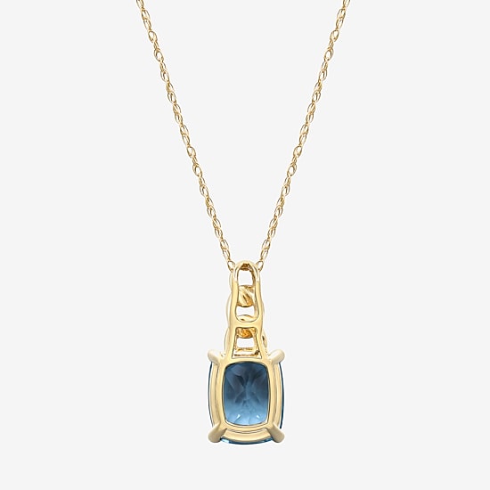 Limited Quantities! Womens Diamond Accent Genuine Blue Topaz 10K Gold Oval 18 Inch Pendant Necklace