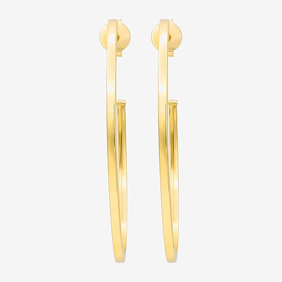 Bonded Brilliance Womens 14K Gold Bonded With Sterling Silver 38mm Hoop Earrings