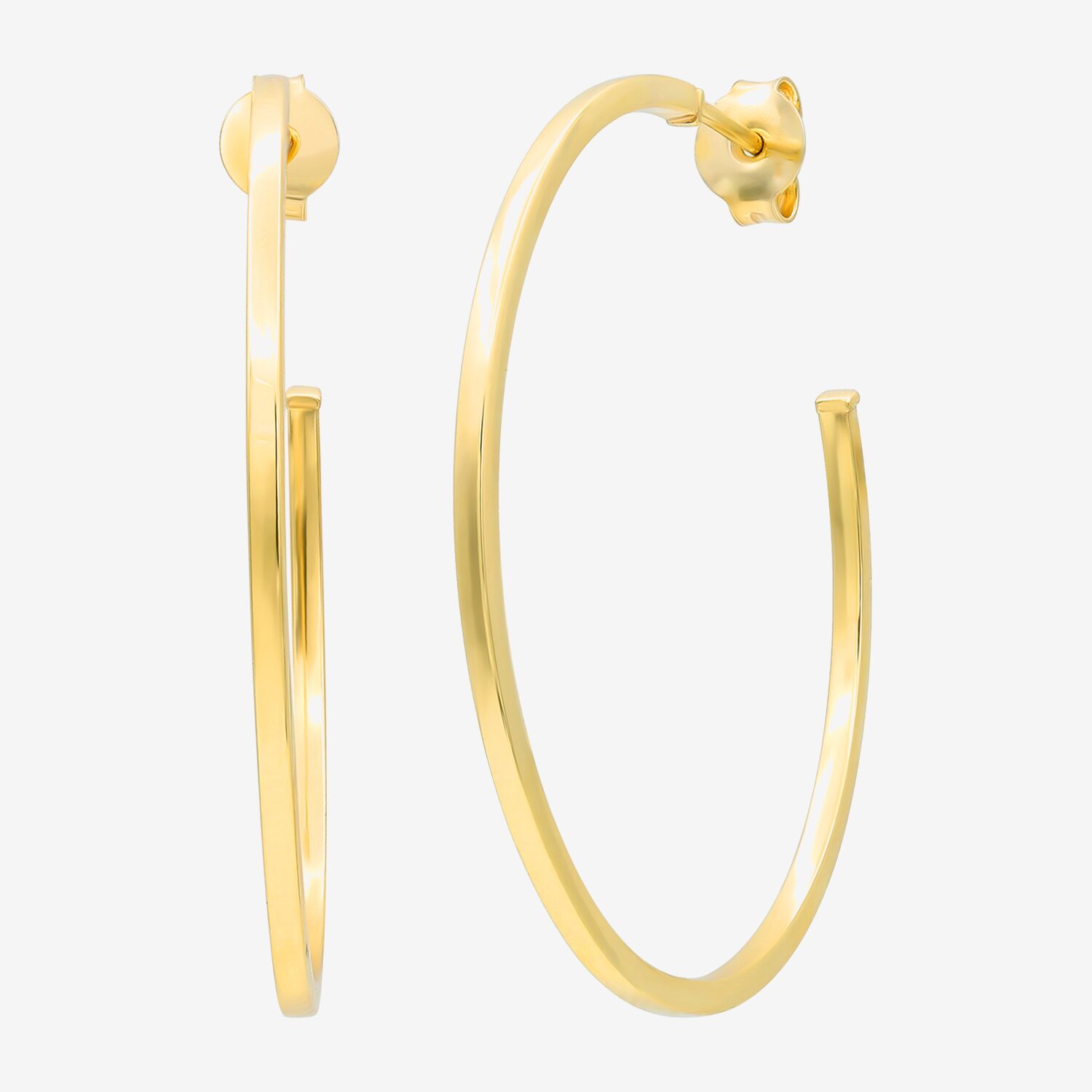 Bonded Brilliance Womens 14K Gold Bonded With Sterling Silver 38mm Hoop Earrings