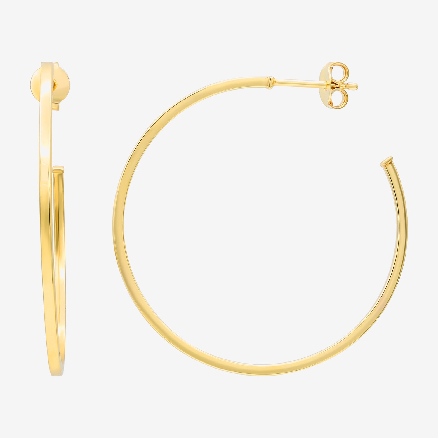Bonded Brilliance Womens 14K Gold Over Silver 38mm Hoop Earrings