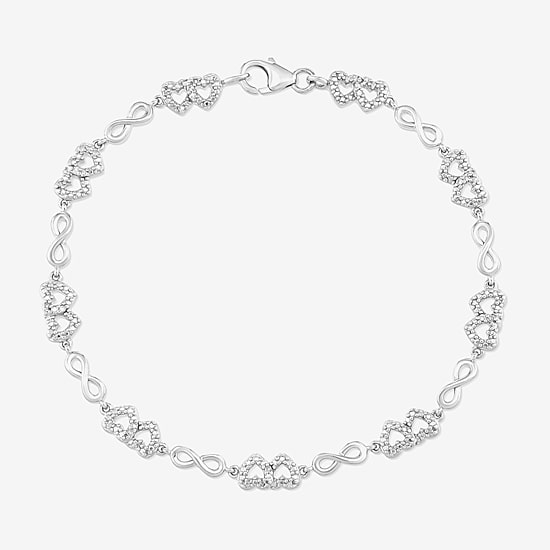 Limited Quantities! Womens 1/10 CT. T.W. Natural White Diamond Sterling Silver Heart 7 Inch Tennis Bracelet