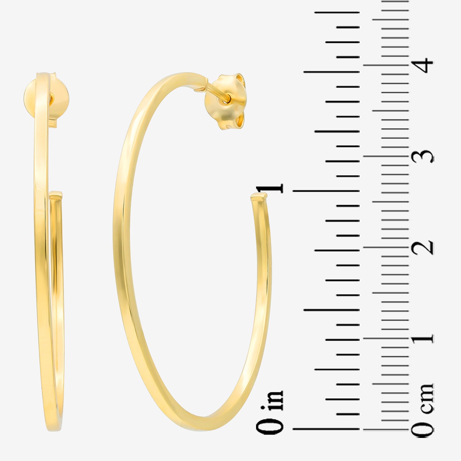 Bonded Brilliance Womens 14K Gold Over Silver 38mm Hoop Earrings