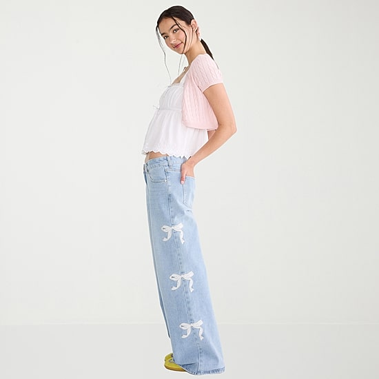 AEROPOSTALE Womens Juniors Mid Rise Wide Leg Jean