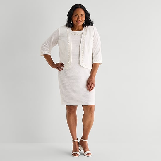 Maya Brooke Womens Plus Jacket Dress