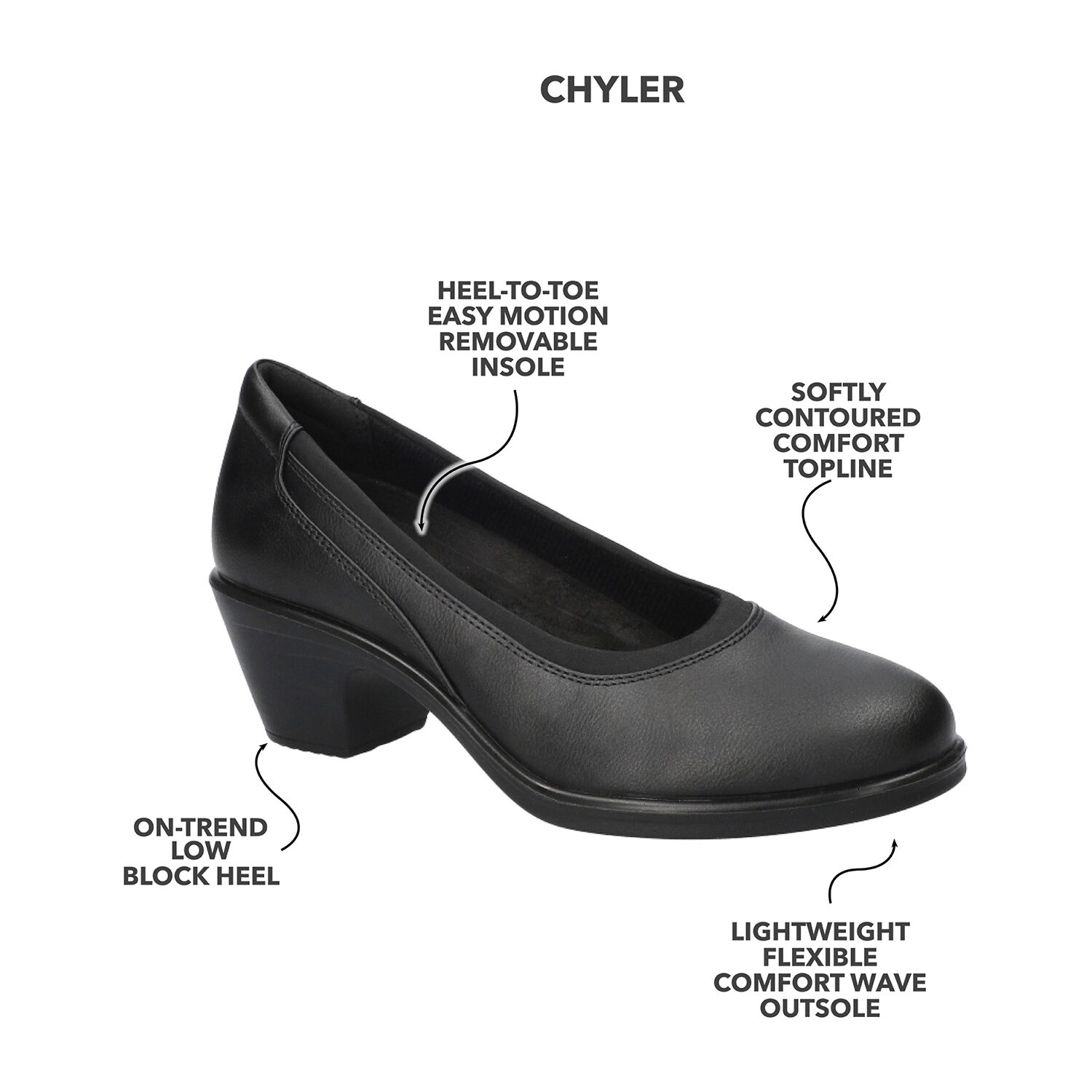 Easy Street Chyler Womens Round Closed Toe Block Heel Pumps