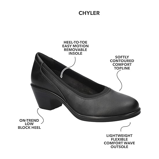 Easy Street Chyler Womens Round Closed Toe Block Heel Pumps