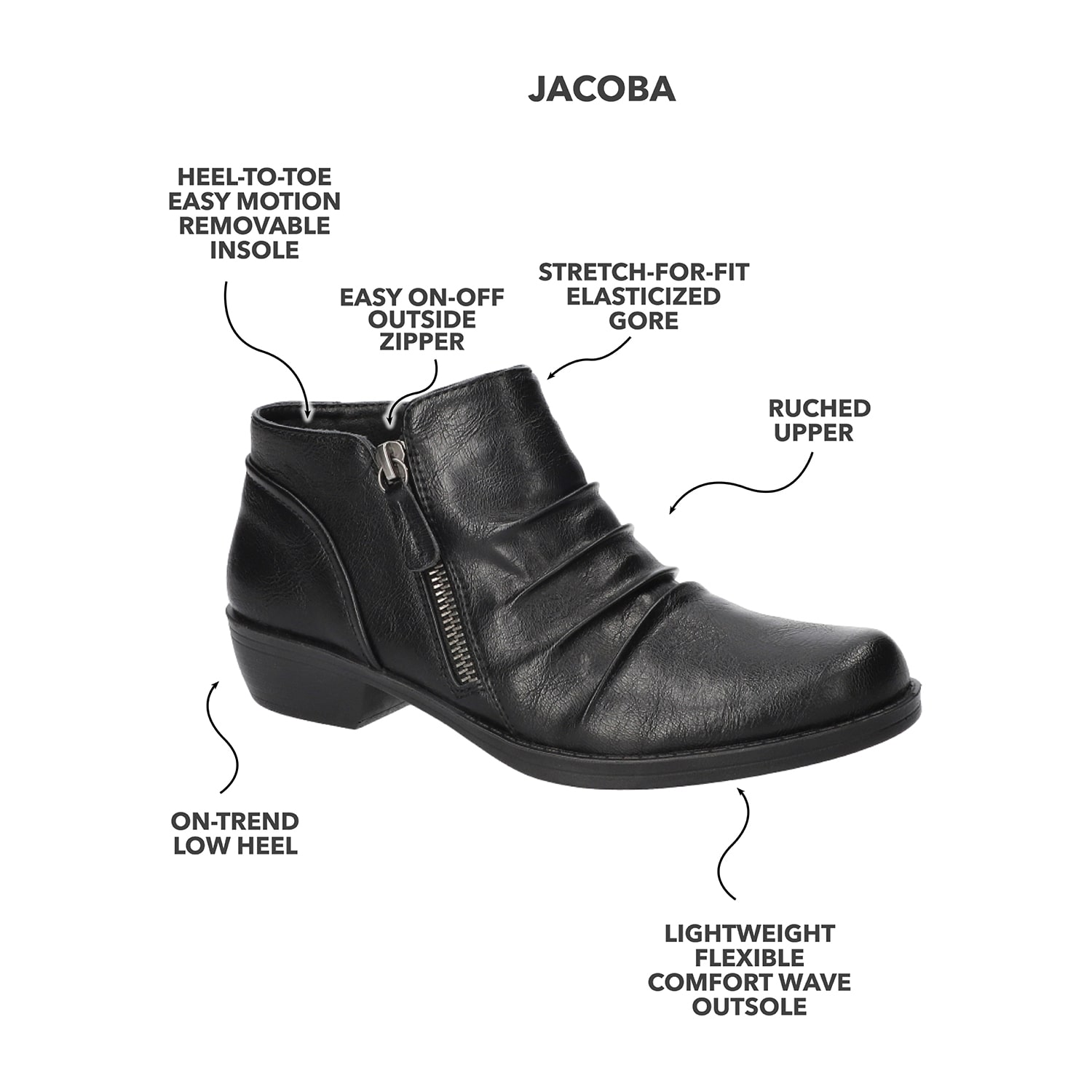Easy Street Womens Jacoba Block Heel Booties