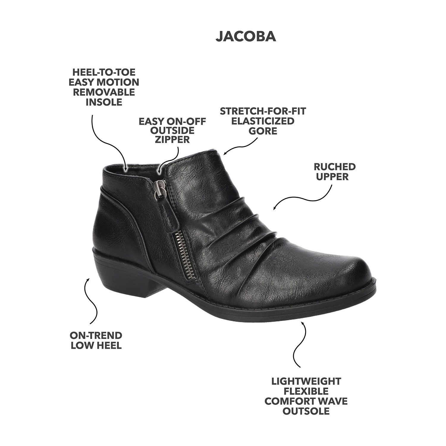 Easy Street Womens Jacoba Block Heel Booties